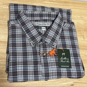 Southern Point Co Shirt Gray Brushed Twill Plaid Long Sleeve Gray Pink NWT XXL